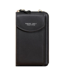 Women Pouch Bag Mobile Phone Bag Pu Leather Crossbody Purse Wallet Shoulder Bag - Navy