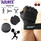 XL Size Aolikes Weight Lifting Gloves Gym Bodybuilding Fitness Workout Cycling Crossfit - One Pair Grey