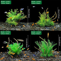 Aquarium Landscaping Decoration Artificial Wood and Plants Fish Tank Ornament - CM2201-Dark Red