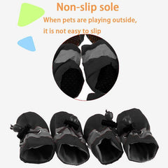 Set Anti Slip Waterproof Protective Dog Shoes Rain Boots Pet Socks Booties 4Pcs - L