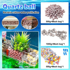 Quartz Ball Ceramic Bio Ball Filter Media Biological Ring for Aquarium Fish Tank - Colourful-500g