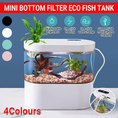 Mini Self-Circulating Desktop Fish Tank Eco-Friendly Creative Aquarium for Home - Blue