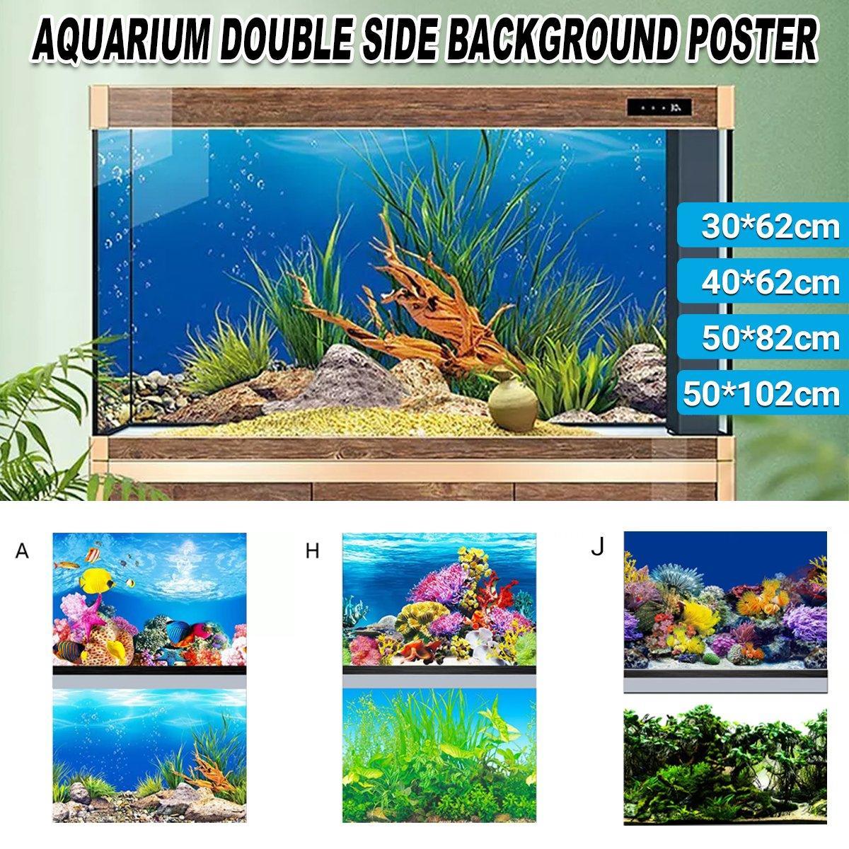 Aquarium Background Fish Tank Wallpaper Double Sided Decoration Sticker Paper - J-30cmx62cm