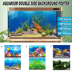 Aquarium Background Fish Tank Wallpaper Double Sided Decoration Sticker Paper - J-30cmx62cm