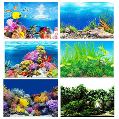 Aquarium Background Fish Tank Wallpaper Double Sided Decoration Sticker Paper - J-30cmx62cm