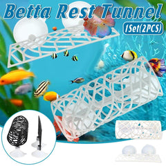Aquarium Fish Resting Tunnel Hiding House for Betta Shrimp Small Fish Tank Decor - Black