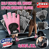 L Size Women Fitness Gym Training Gloves Half Finger Gel Weight Lifting Workout Gloves - Black