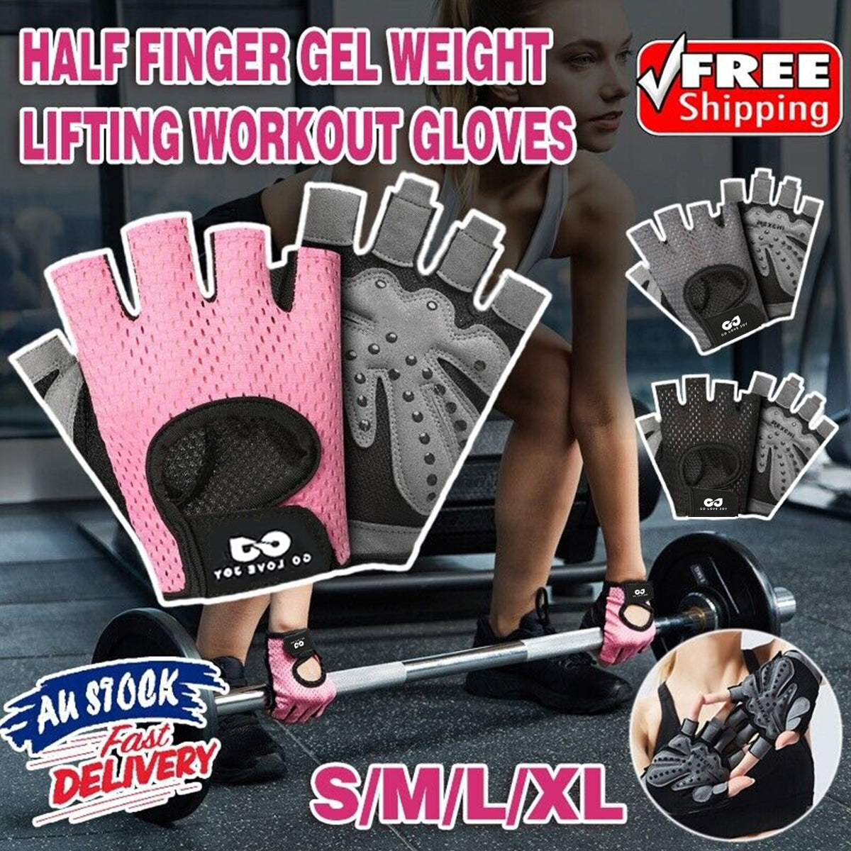 L Size Women Fitness Gym Training Gloves Half Finger Gel Weight Lifting Workout Gloves - Grey