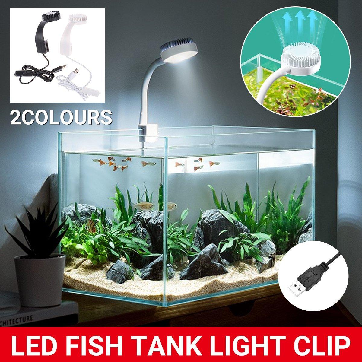 Small LED Fishbowl Aquarium Light Clip On Aquarium Plant Lighting Fish Tank Lamp - White