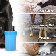 Dog Paw Cleaner Pet cat Foot Washer Cup Feet Clean Brush Cleaning Paws Wash Tool - Blue