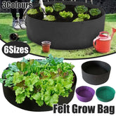 5x Felt Planting Bag Round Vegetable Garden Flower Seedling Grow Bags for Plants - Black-50*20cm
