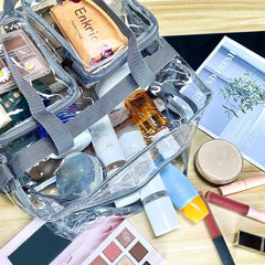 Clear Tote Bag Plastic Transparent Purse Handbag Zipper Security Event Stadium - Grey