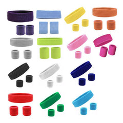 Wristbands Headband Sweatbands Sweat Band For Sport Tennis Badminton Yoga Cotton - Neon Green