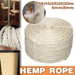Vintage Burlap Rope Woven DIY Cat Climbing Scratch Rope 6-8mm Home Decoration - 6mm x 15m