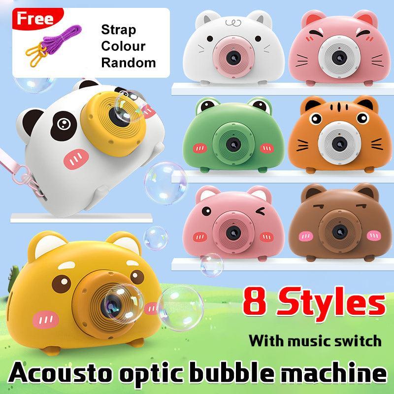 Acousto Optic Bubble Machine Camera Animal-Shaped With Light Music Toy Gift - Frog