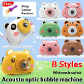Acousto Optic Bubble Machine Camera Animal-Shaped With Light Music Toy Gift - Fox