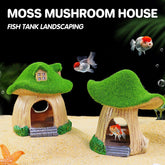 Aquarium Moss Mushroom House Aquascape Crafts Fish Shrimp Hiding Decoration - House With Window