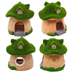 Aquarium Moss Mushroom House Aquascape Crafts Fish Shrimp Hiding Decoration - House With Window