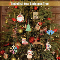 Wooden Christmas Hanging Ornament for Tree DIY Craft Decoration 10pcs - Deer02