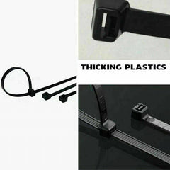 250X Cable Ties Zip Ties Nylon UV Stabilised Black Cable Tie - 4.8*400mm