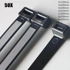 50X Cable Ties Zip Ties Nylon Uv Stabilised Black Cable Tie - 10*1020mm White