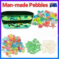 Pebbles Stone Glow in the Dark Rock Fish Tank Stones Garden Road - Green