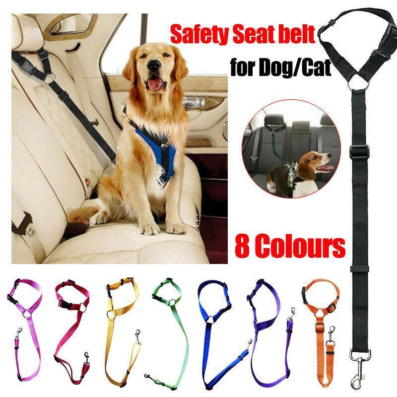 Adjustable Pet Dog Car Clip Lead Harness Strap for Vehicle Travel Restraint Use - Blue