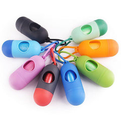 Portable Dog Waste Bag Dispenser with Refill Rolls for Pet Walking Cleanup - Blue