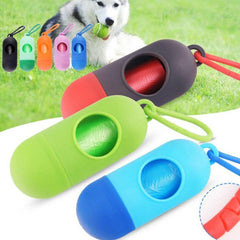 Portable Dog Waste Bag Dispenser with Refill Rolls for Pet Walking Cleanup - Pink