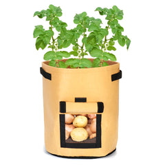 10 Gallon Potato Grow Planter Container Bag Pouch Root Plant Growing Pot Side Window - Black