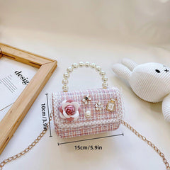 Girls Small Square Princess Handbag Chain Shoulder Bag Messenger Bag - Green