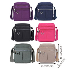 Ladies Shoulder Bag Nylon Fabric Lightweight Crossbody Small Casual Handbag - Purple