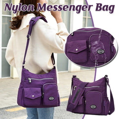 Purple Shoulder Bag Nylon Fabric Crossbody Travel Bag for Women Casual Use