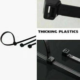 250X Cable Ties Zip Ties Nylon UV Stabilised Black Cable Tie - 3.5*250mm