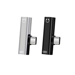 Up to 2 Type C to 3.5mm Audio Headphone Connector Earphone Adapter Aux Jack - Silver