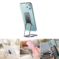 Portable Multifunctional Folding Metal Mobile Phone Holder Bracket Desktop Stand - Black