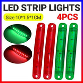 4PCS Marine LED Navigation Strip Lights Red and Green Waterproof 12–24V Compatible
