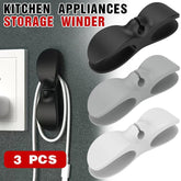 Wire Cable Organizer Holder Cord Wrapper Winder For Kitchen Appliances Computer - 3PCS Grey