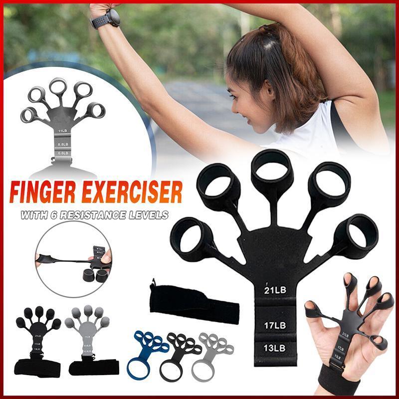 Finger Exerciser Strength Gripper Forearm Trainer Hand Grip Strengthener Therapy - 2# Black (21LB)
