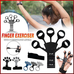 Finger Exerciser Strength Gripper Forearm Trainer Hand Grip Strengthener Therapy - 2# Black (21LB)