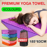 Non Slip Yoga Towel Mat Microfiber Fitness Gym Exercise Blanket with Carry Bag - Green