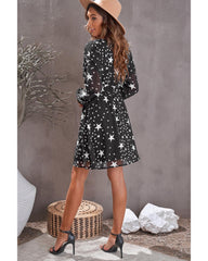 Azura Exchange Star Pattern V Neck Tunic Dress - L
