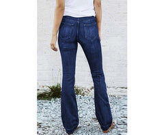Azura Exchange Elastic Waist Flare Jeans - S