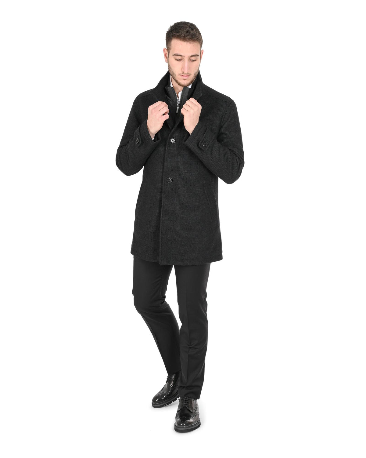 Hugo Boss Men's Wool Blend Black Outerwear in Black - 50 EU