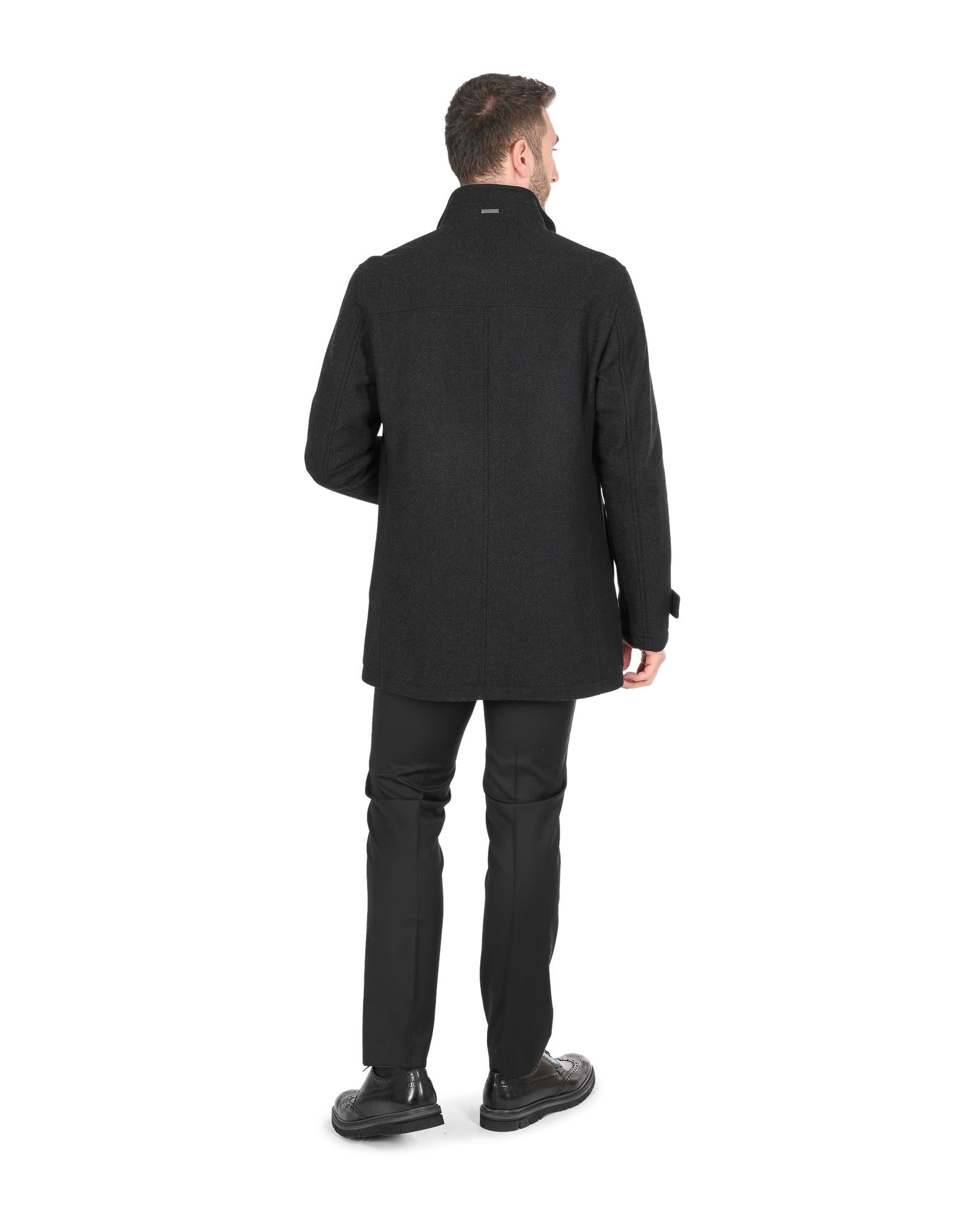 Hugo Boss Men's Wool Blend Black Outerwear in Black - 50 EU