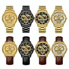 Dragon Embossed Luminous Waterproof Watch - Quartz - Full-Gold Gold