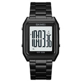 Large Screen Men Multi-function Watch with Steel Belt and Luminous Display