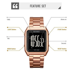 Large Screen Men Multi-function Watch with Steel Belt and Luminous Display