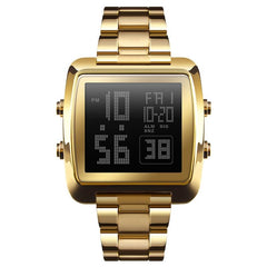 Vintage Gold Steel Square Watch - Waterproof & Luminous - Black