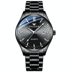 Simple Luminous Quartz Watch for Men with Calendar - White Steel White Surface
